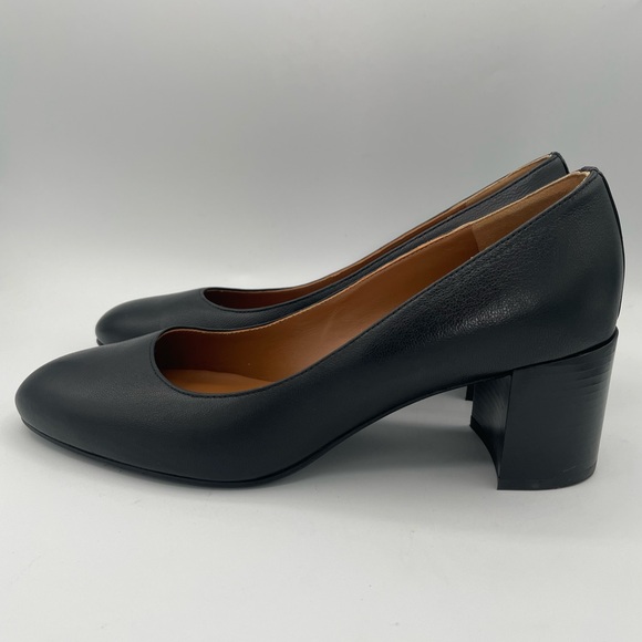 MARGAUX The Heel in Black Nappa Block Pumps Size 38 W Comfortable Leather - Picture 5 of 13